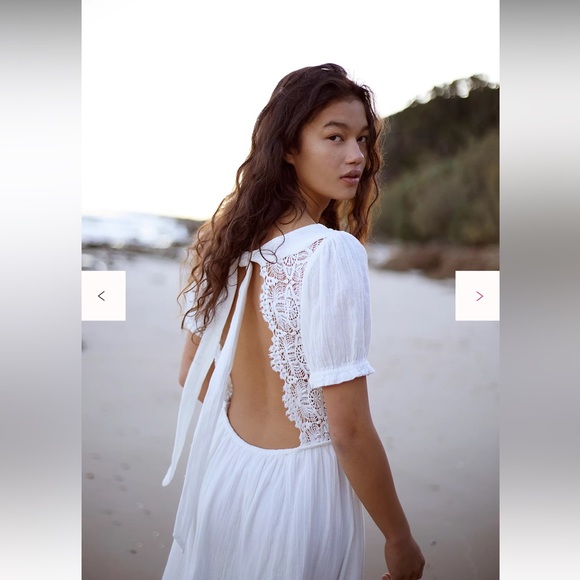 Free People White Lace Cotton Midi Dress - Picture 4 of 14
